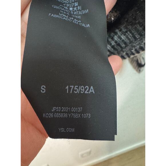 Saint Laurent Paris Unisex Wool Mohair Blend Gray Black Stripe Size Small - Picture 6 of 7